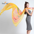 Ladies Long Silk Chiffon Scarf 2016 New Luxury Brand Flower Scarf Women Designer Scarf Summer Beach