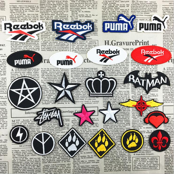 Image of 1 PCS Sport Cloth Logo Embroidery Brand Patch Plaid Stickers Felt Patches Embroidered Badge Five-star Crown Factory Direct