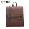 Simple Style Backpack Women PU leather Shoulder Bag For Teenage Girls Fashion Vintage Rucksack Belt Designer