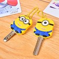 2pcs Lot 3D Despicable Me 2015 Favor Gift Minion Stitch Key Cover Chain Cap Keyring Hot