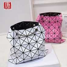 New Fashion 2016 Women’s TOTES Issey miyake Bags Hologram Laser Geometric Handbags Multicolor