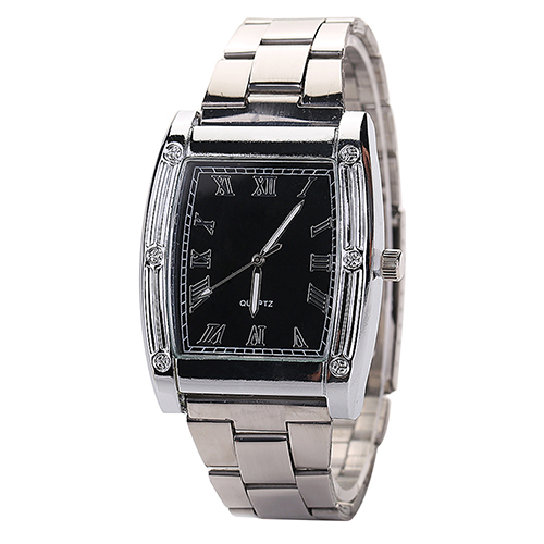 Fashion Mens Stainless Steel Band Square Business Quartz Analog Wrist Watches 