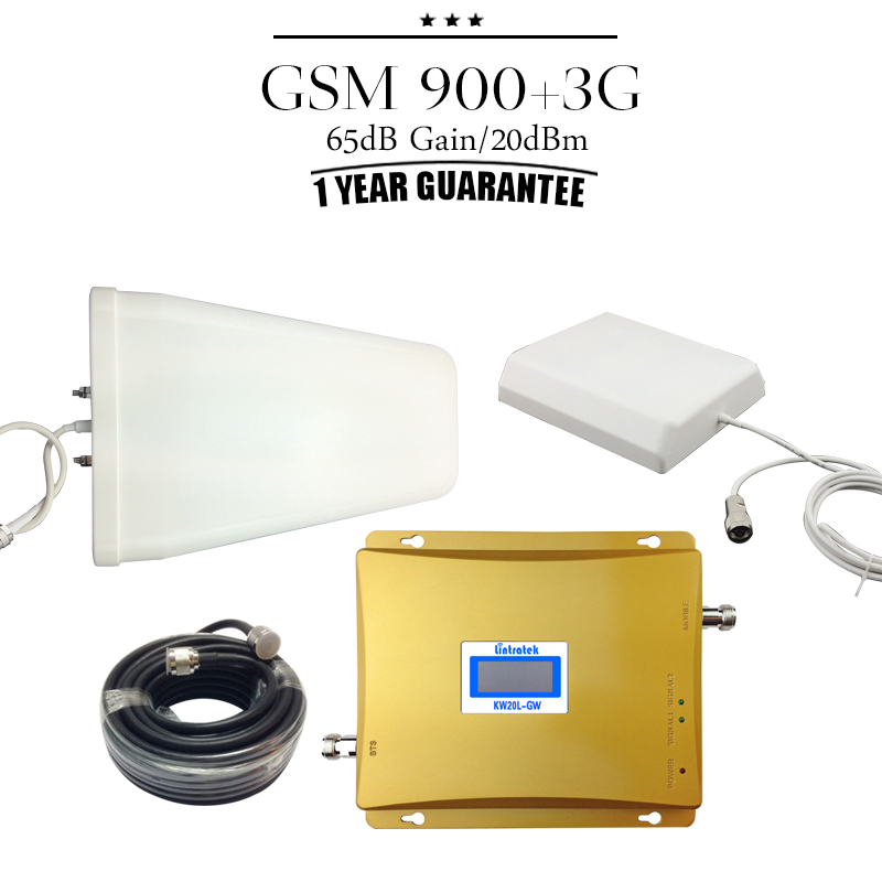LCD Display GSM 900mhz 3G WCDMA 2100mhz Dual Band Mobile Signal Repeater 65dB GSM 900 3G
