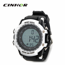 Reloj Digital del deporte para hombre Monitor de ritmo cardíaco reloj exterior Running escalada w / cinturón de pecho elástica – blanco + negro