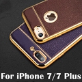 Litchi grain luxury Plating TPU silicone mobile phone case For iphone 7 6 6s plus 5