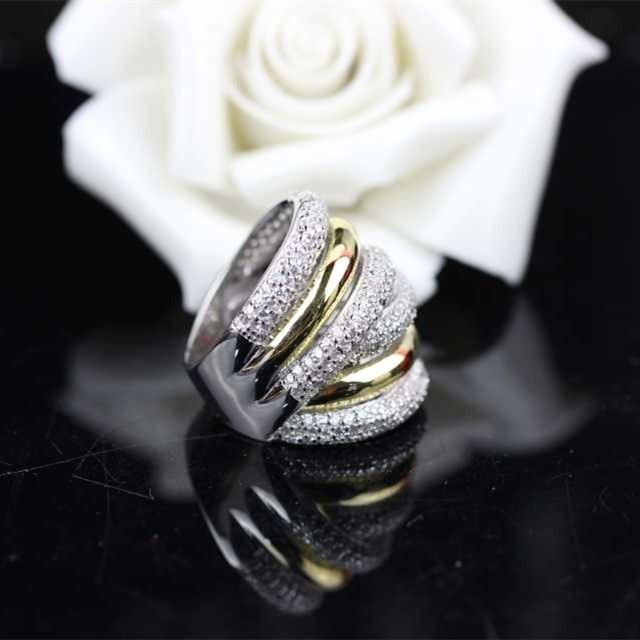 Free Shipment Designer Style Women Fashion Sterling Silver With Platinum/Gold Plated Zircon Ring