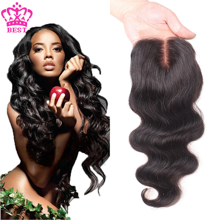 Image of 7A Brazilian Lace Closure Bleached Knots,Brazilian Body Wave Lace Closure Free/Middle/3 Part Lace Closure,Human Hair Top Closure
