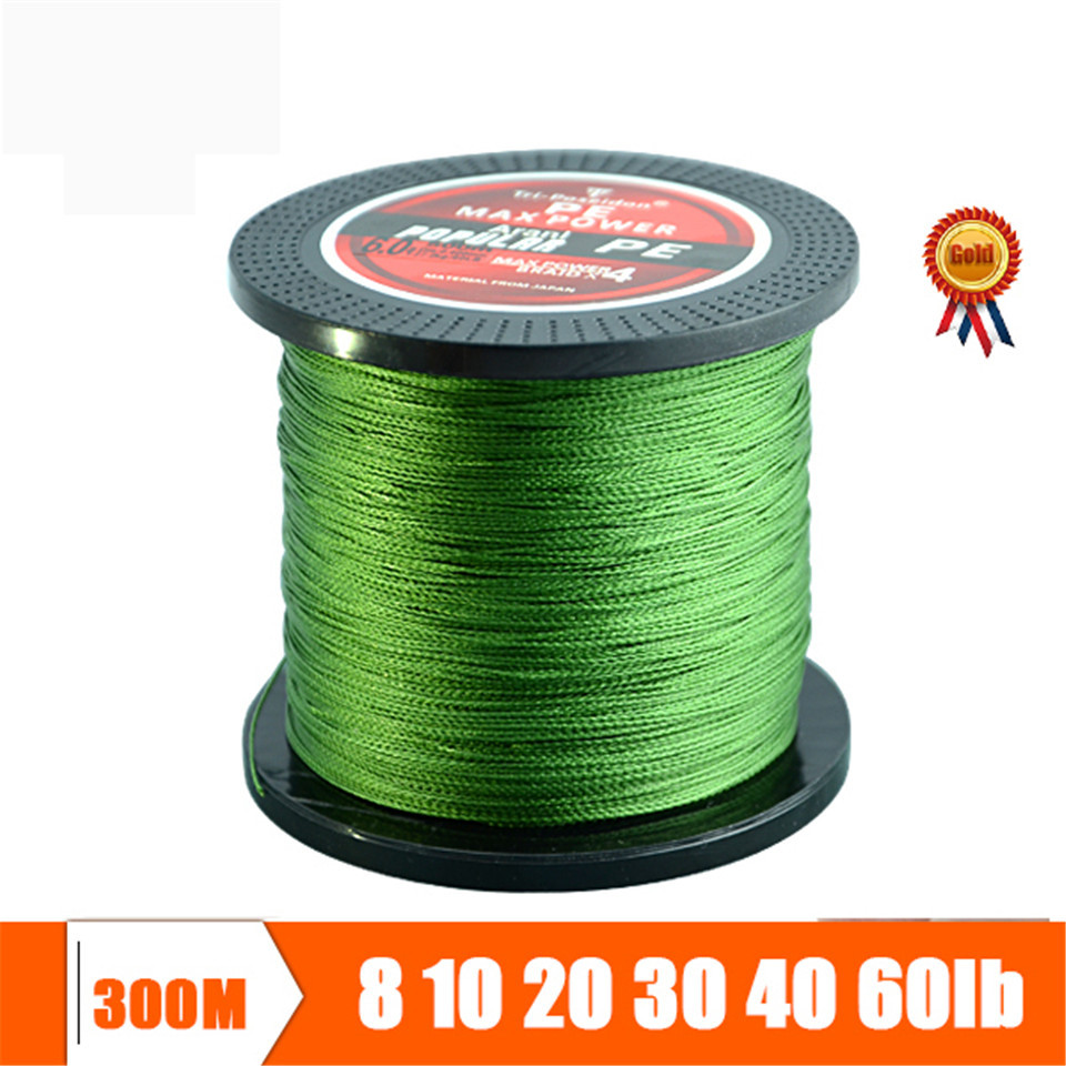 Image of 300M line: Super Strong Multifilament Braided Fishing line 4 strands weaves Janpan PE material Fishing Wire 10lb 20lb 30lb 60lb