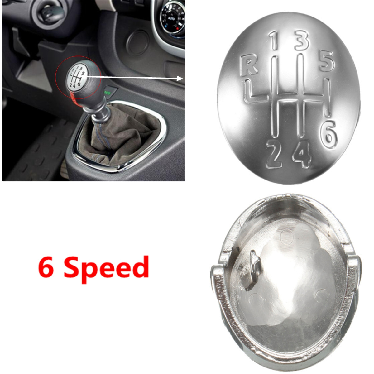 6 Speed Gear Shift Knob Cap Cover For Renault Clio Megane Scenic Twingo Chrome