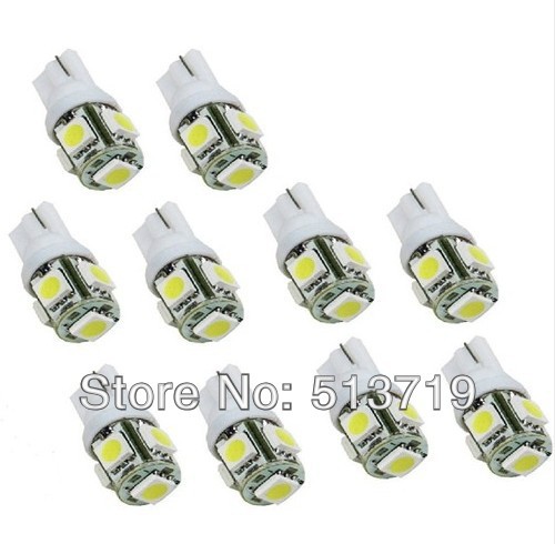 10pcs T10 Wedge 5-SMD 5050 Xenon LED Light bulbs 1...