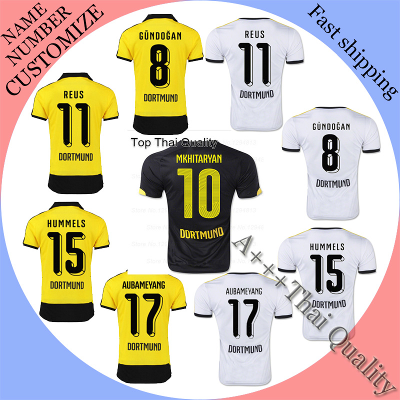 Image of 2015 Soccer Jersey Borussia Dortmund Maillot MARCO REUS Camiseta 2016 Borussia Dortmund 15/16 BVB Dortmund Camisa Football Shirt