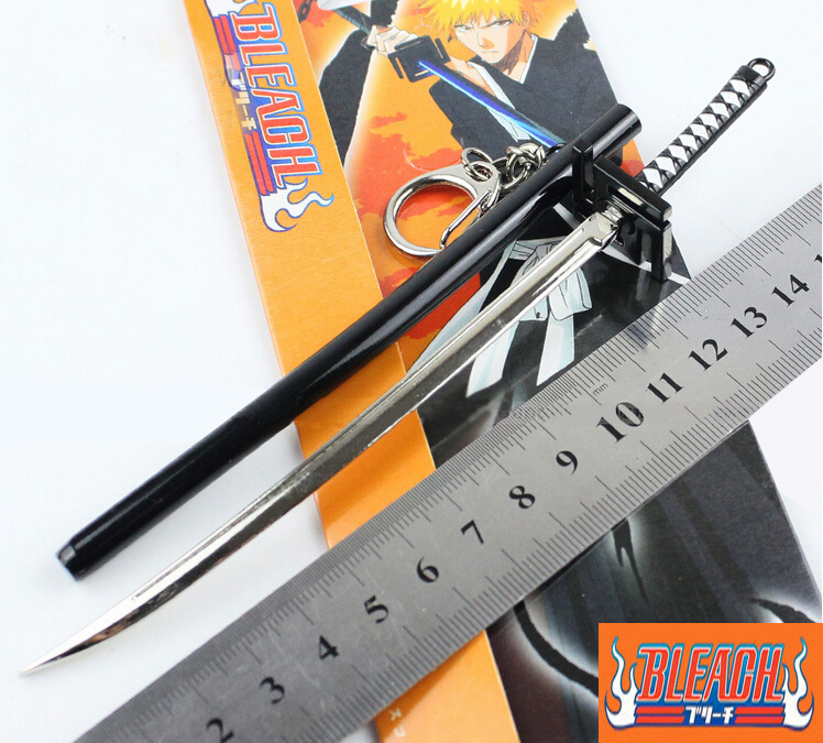 SST* Anime Bleach Kurosaki Ichigo Aizen Sousuke Sword Scabbard Sheath Katana Boy Toys Keychain Metal Weapons Cosplay Gift +