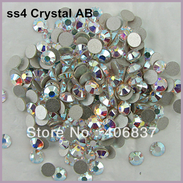 Image of Free Shipping! 1440pcs/Lot, ss4 (1.5-1.7mm) Crystal AB Flat Back Nail Art Glue On Non Hotfix Rhinestones
