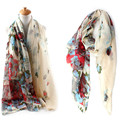 Bufandas Mujer 2016 Scarves Long Large Abstract Rose Printed Voile Scarf Female Beach Shawl Wrap Cover