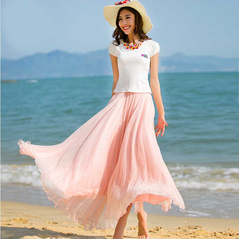 Femininas Womenu0026#39;s Summer Style High Waist Skirt Long Maxi Pleated Flared Skirt Floor Length ... Femininas Womenu0026#39;s Summer Style High Waist Skirt Long Maxi Pleated Flared Skirt Floor Length ...