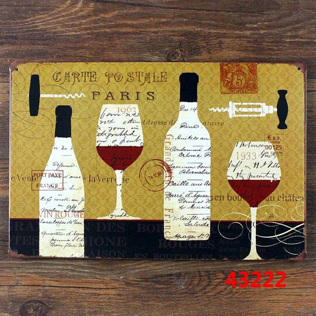 Copa de vino de parÃs romántico estilo vintage carteles de chapa ...