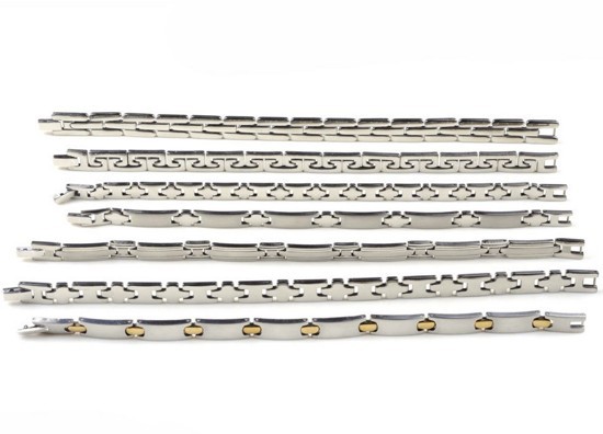 Wholesale Lots 5pcs Mix Men Silver Stainless Steel Link Bracelets Cuff Wristband
