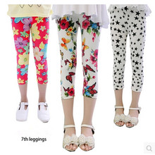 Free shipping Hot summer 2015 kids new arrive 7th fashion girls leggings print flowers girls pants childrens trousers
