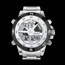 Splendid Fashion Men Silver Alloy LCD Electronic Dive Watch Wrist 30M Waterproof Mens Sport watch Casual