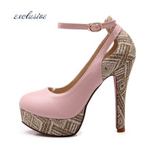 Large Size Thin Heels Pumps Cut-Outs Sexy Red Sole Buckle Strap EUR 32cm-46cm Shoes Black Beige Pink Handcrafted 9.5 cm Pumps