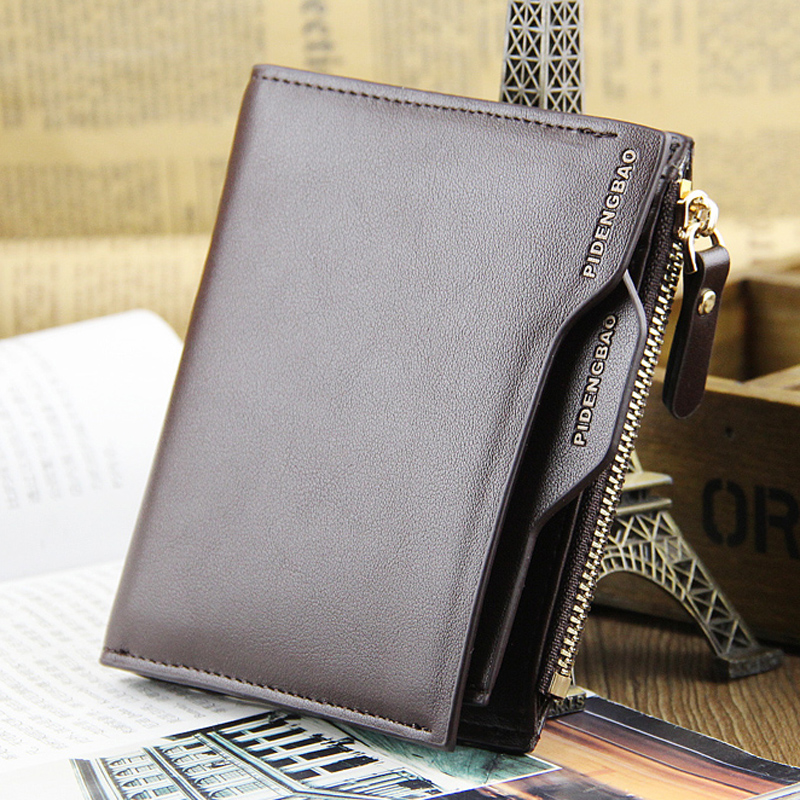 Male man purse short vertical zipper multifunction young Korean cross section driving license wallet wallet card bag