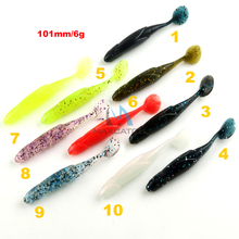 10pcs/Lot Soft Fishing Lure T Fish Bait Artificial Silicone Fishes Shad Trout Baits 10.1cm/3.98″ 6g