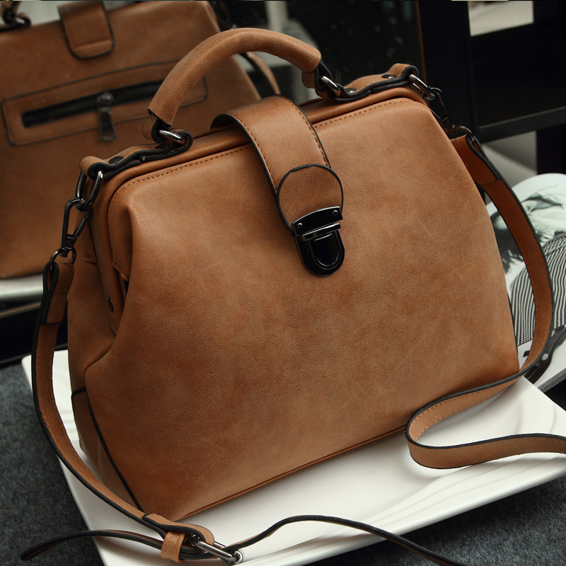 Image of 2015 bolsas feminina Retro women messenger bags handbag Doctor bag Fashion brand Shoulder women leather handbags orange bag