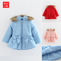 Children s winter solid color long section of the 2016 girls thick winter coat padded jacket