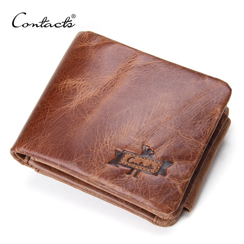 Image of 100% Genuine Leather Men Wallets European and American Style Wallet Zip Coin Pocket Leather Purse Crazy horsehide Leather Wallet