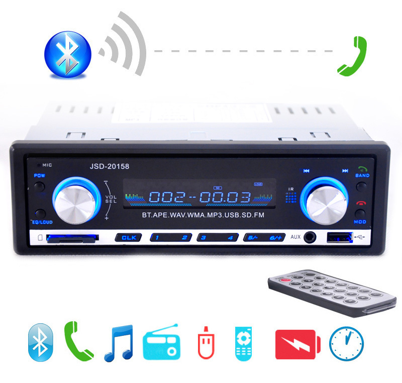 Image of 2015 New 12V Car Stereo FM Radio MP3 Audio Player Support Bluetooth Phone with USB/SD MMC Port Car Electronics In-Dash 1 DIN