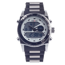 WEIDE WH 2316 Men s Quartz LED Electronics Dual Time Display Wrist Watch Black Silver White