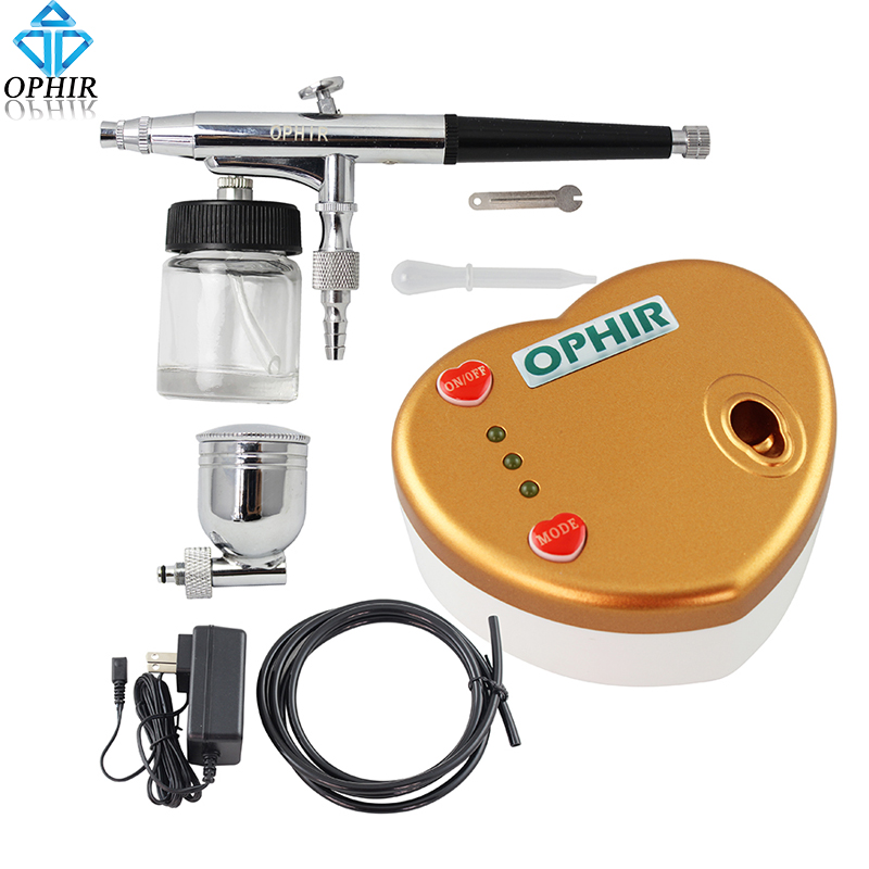 Фотография OPHIR Body Paint Portable 0.3 mm Dual-Action Airbrush Kit With Mini Compressor for Makeup Temporary Tattoo_AC041+AC005