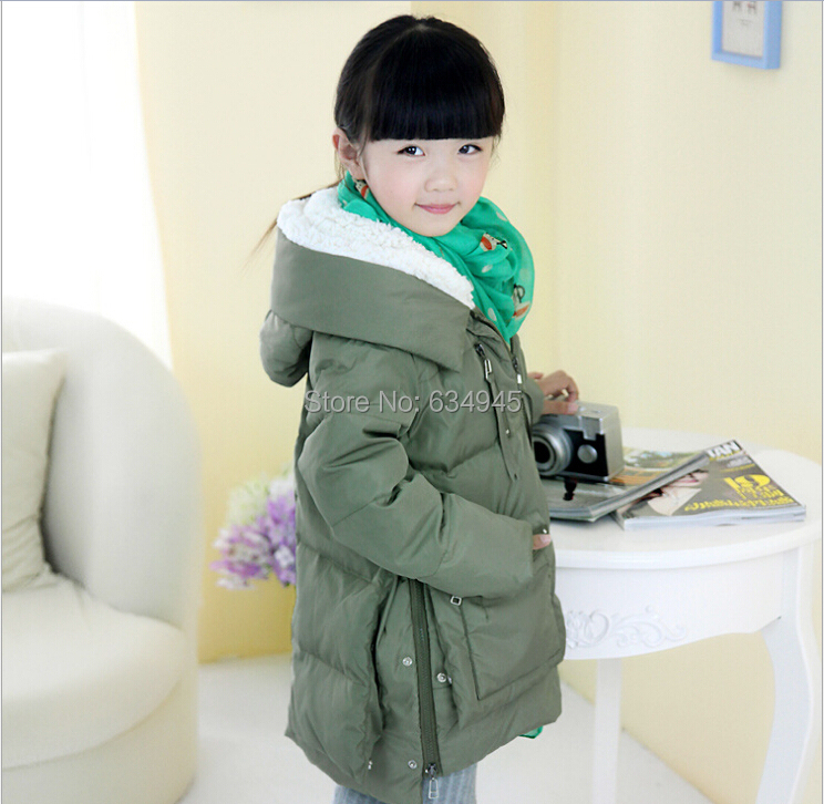 2014 new boys and girls down jacket and long sections jacket military models of child