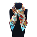 60cm 60cm Women 2016 New Fashion Imitated Silk Euro Nations Wind Bohemia Cartoon Cat Printed Scarf