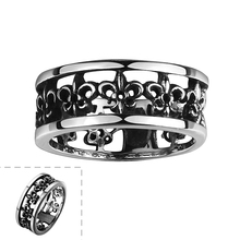 US# 8-12 Lureme Fashion Punk Ring Stainless Steel Hollow Out Printing Rings for Man Gothic Biker Jewelry