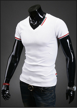 2015 New Arrival Men T Shirts Tops Tees Fashion Short Sleeve V neck T shirt Men