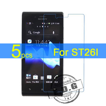 5pcs Ultra Clear LCD Screen Protector Film Cover For Sony Xperia J ST26I Protective Film + cloth