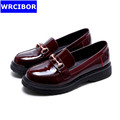 Patent leather Flat Oxford Shoes Woman flats 2017 fashion Vintage British style Brogue Oxford shoes women