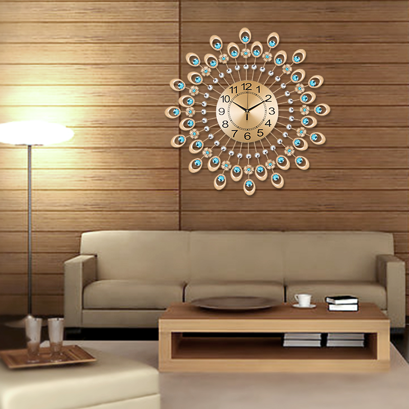 Modern iron diamond watch rustic living room wall clock fashion brief fashion personality quartz clock mute