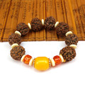 Natural Tibetan Buddhist Nepal Rudraksha mala prayer bracelet for meditation yak bone Charm Rosary Woodden Bracelet