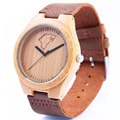 2016 Top brand Men s Bamboo Wooden watch nature Bamboo quartz Watch Real Leather Strap Men