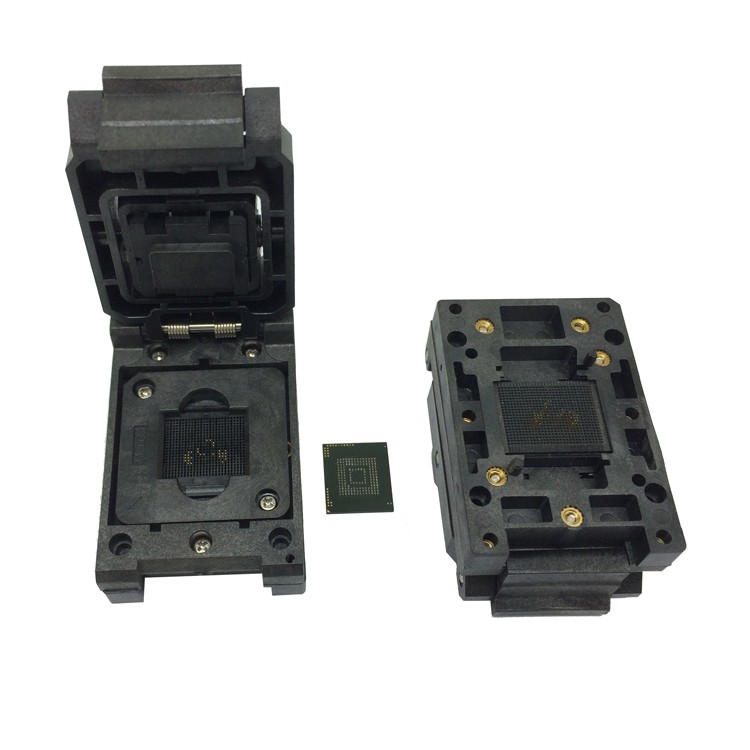 eMMC153/169 BGA153 BGA169 Burn in Socket Pin Pitch 0.5mm IC Body Size 12x16mm Clamshell Test Socket Adapter P2002-5169B-1201(12*16 ) 