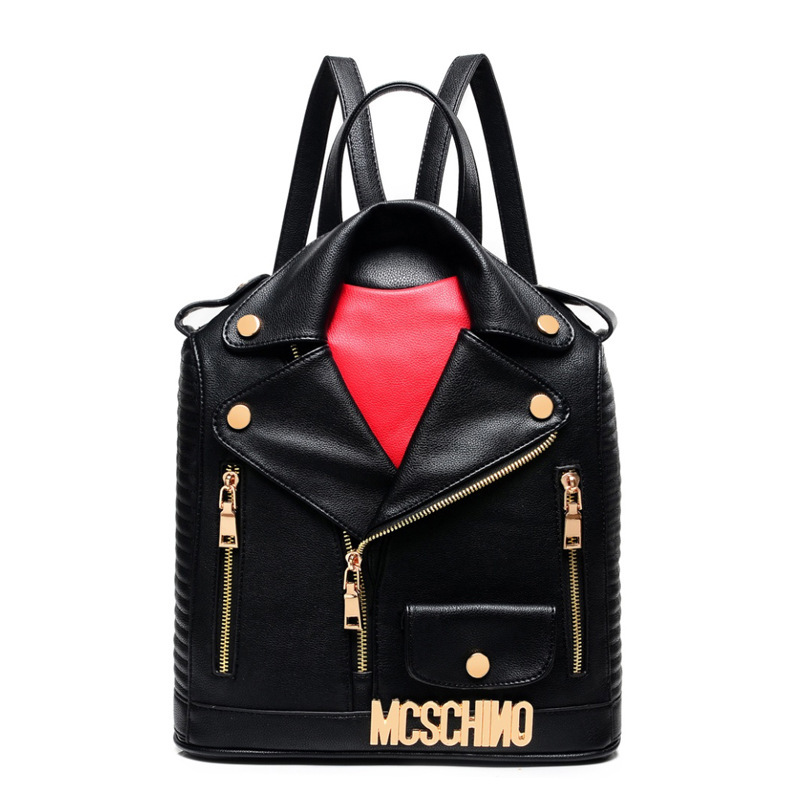 Image of 2016 Latest Women Designer Motorcycle Lapel Jacket Backpacks Fashion PU Leather Backpack Female Doubles Backpack Shoulder Bag