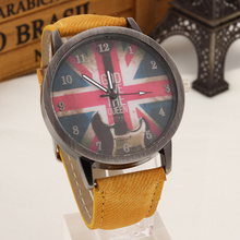 Great Britain Flag  Fashion Wristwatch Denim Fabric Strap  Quartz Watch Hot Sales style Free shipping
