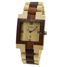 Vogue Style Square Designer Men s Watch Black Sandalwood And Red Sandalwood Made Men s Natural