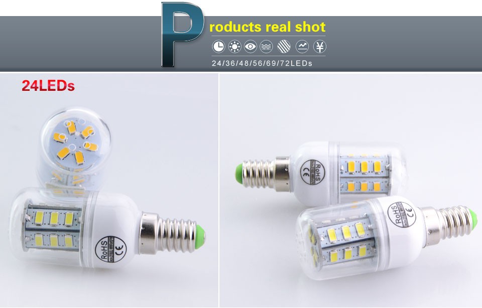 Description Picture 6 of itemEnergy Saving E14 220V LED bulb lamp 5730 SMD 24/36/48/56/69 LEDs Replace 7W 12W 15W 20W 25W Fluorescent Light Lampara LED