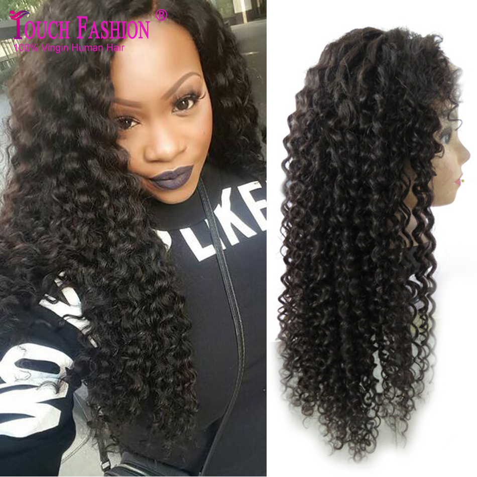 Image of 2016 Glueless Curly Full Lace Human Hair Wigs for Black Women Lace Front Wigs Unprocessed Virgin Brazilian Curly Full Lace Wig
