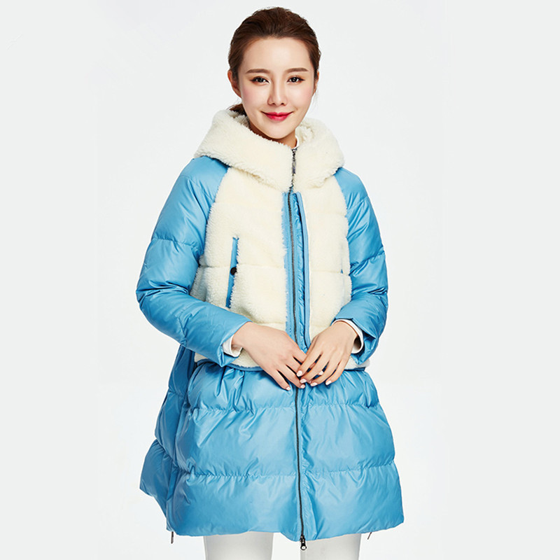 2015 Luxury Winter Stitching Slim Korean Cloak White Duck Down Jacket Women Long Fashion Coat Warm Parkas manteau femme JY-921