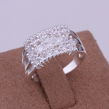 Anel de prata Women 925 sterling silver ring 2014 Wholesale prata 925 retro christmas crystal jewelry
