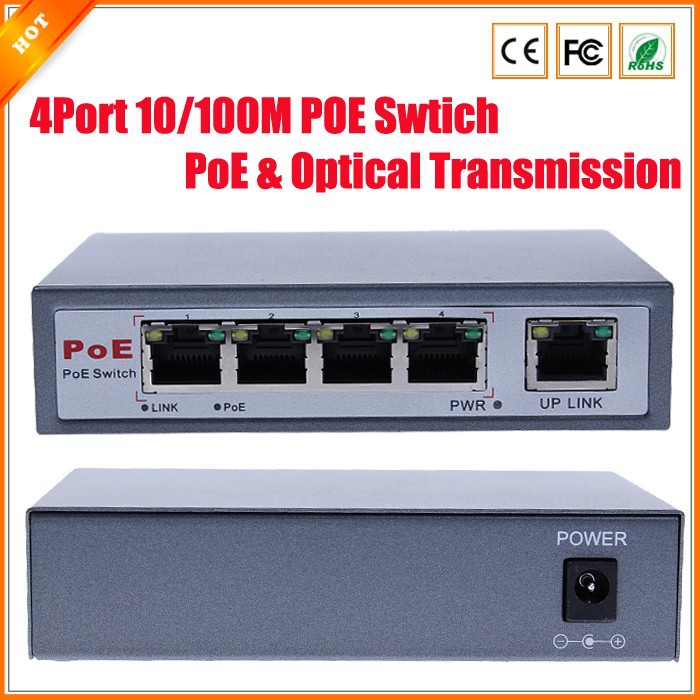 CCTV-4-Port-10-100M-PoE-Net-Switch-Hub-Power-Over-Ethernet-PoE-Optical-Transmission-For